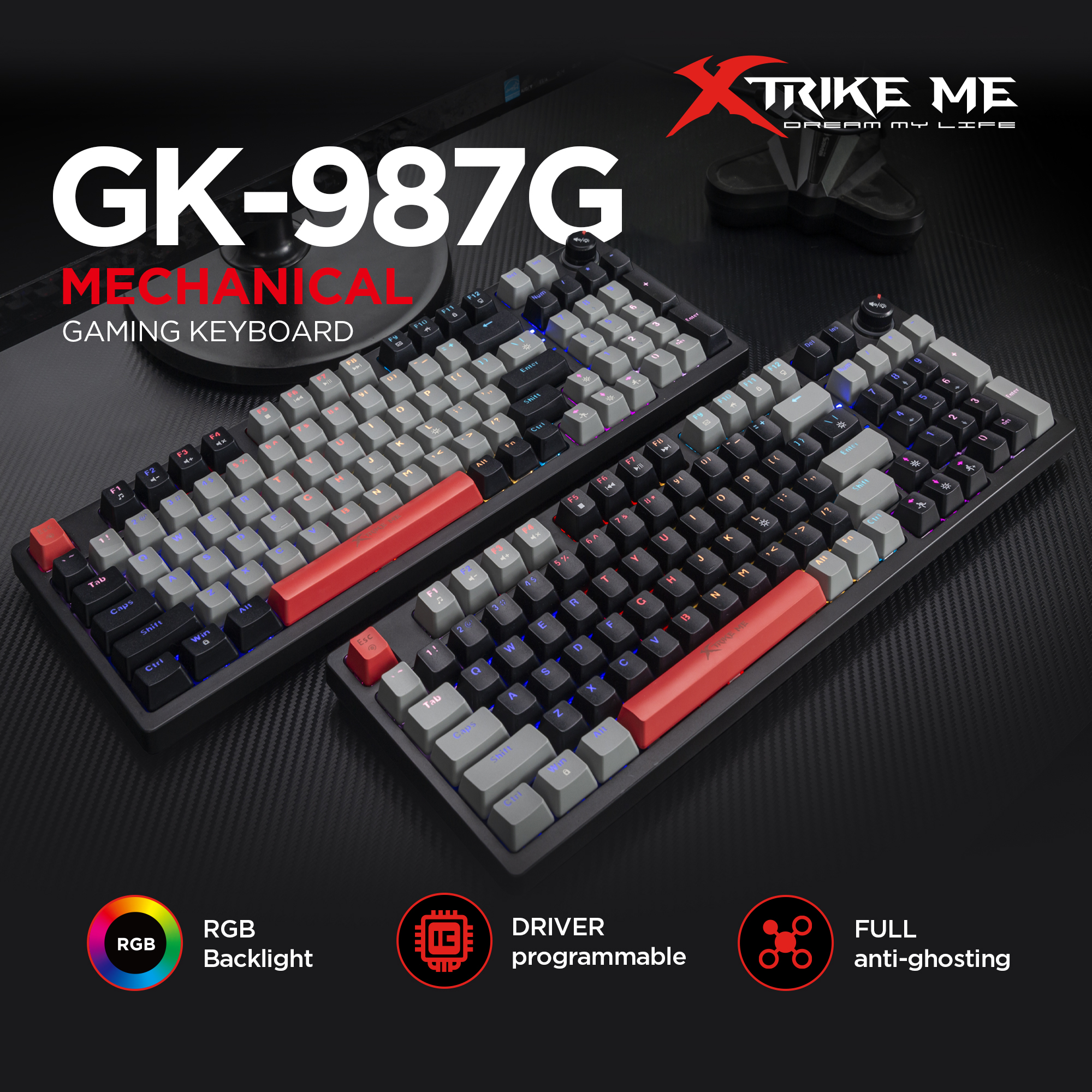 Clavier Mécanique Gamer XTRIKE GK-915, Blue Switch Rainbow – ZISTORE